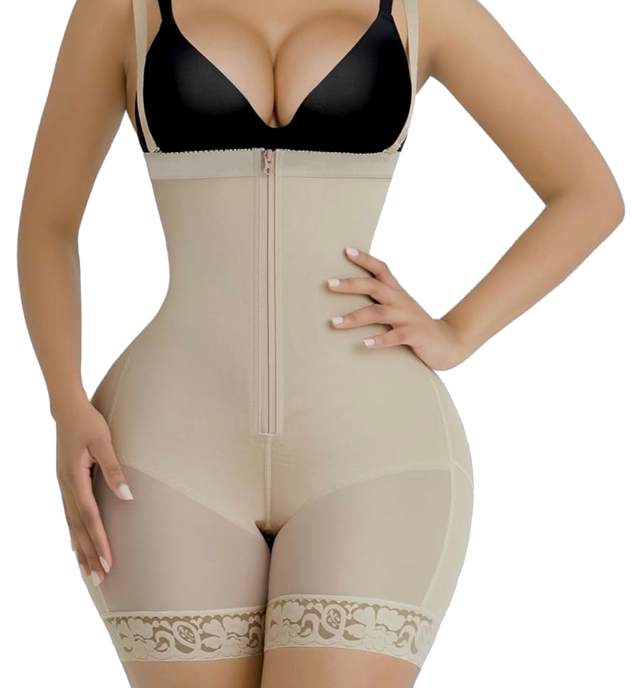 Tummy Control Postpartum Body Lifting Colombian Faja - Black or Nude - Image 1