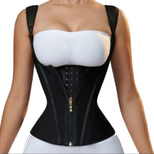 Corset Vest Waist Trainer Double Waistband  Black & Cocoa